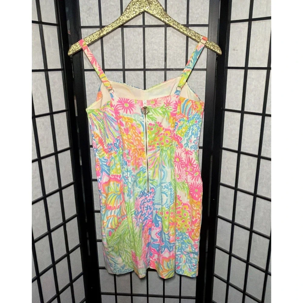 Lilly Pulitzer Ardleigh Neon Floral Sun Party Cocktails Dress Sz 6 Adjust Straps - Picture 5 of 11